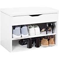 Los mejores  - RICOO WM032-W-W Banco Zapatero 60x42x30cm Armario Interior con Asiento Organizador Zapatos Mueble recibidor Perchero…